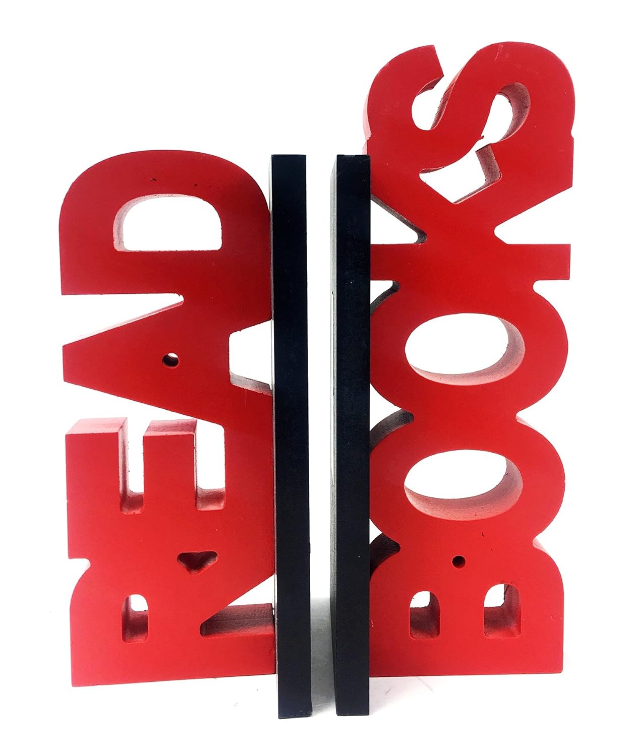 Bellaa Read Bookends Set Wooden Handmade 10" inches Tall Big Book