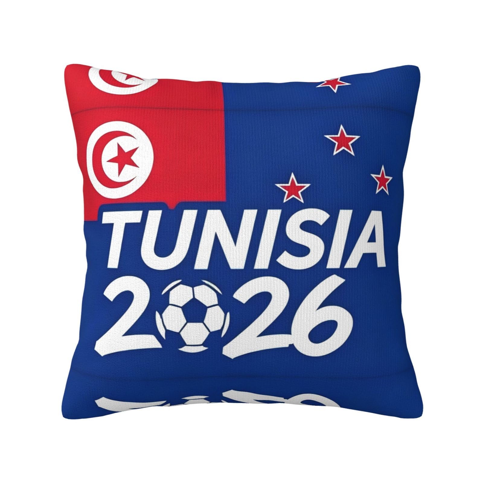 Tunisia-Flag Print Decorative Throw Pillow Covers for Sofa, Outdoor and World Cup Celebrations