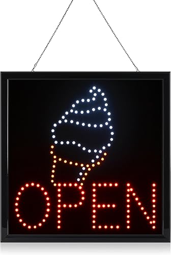 Señales de yogur con cono de helado abierto, letrero de luz de movimiento de negocios de neón, animado, encendidoapagado, con cadena 19191 Blt308