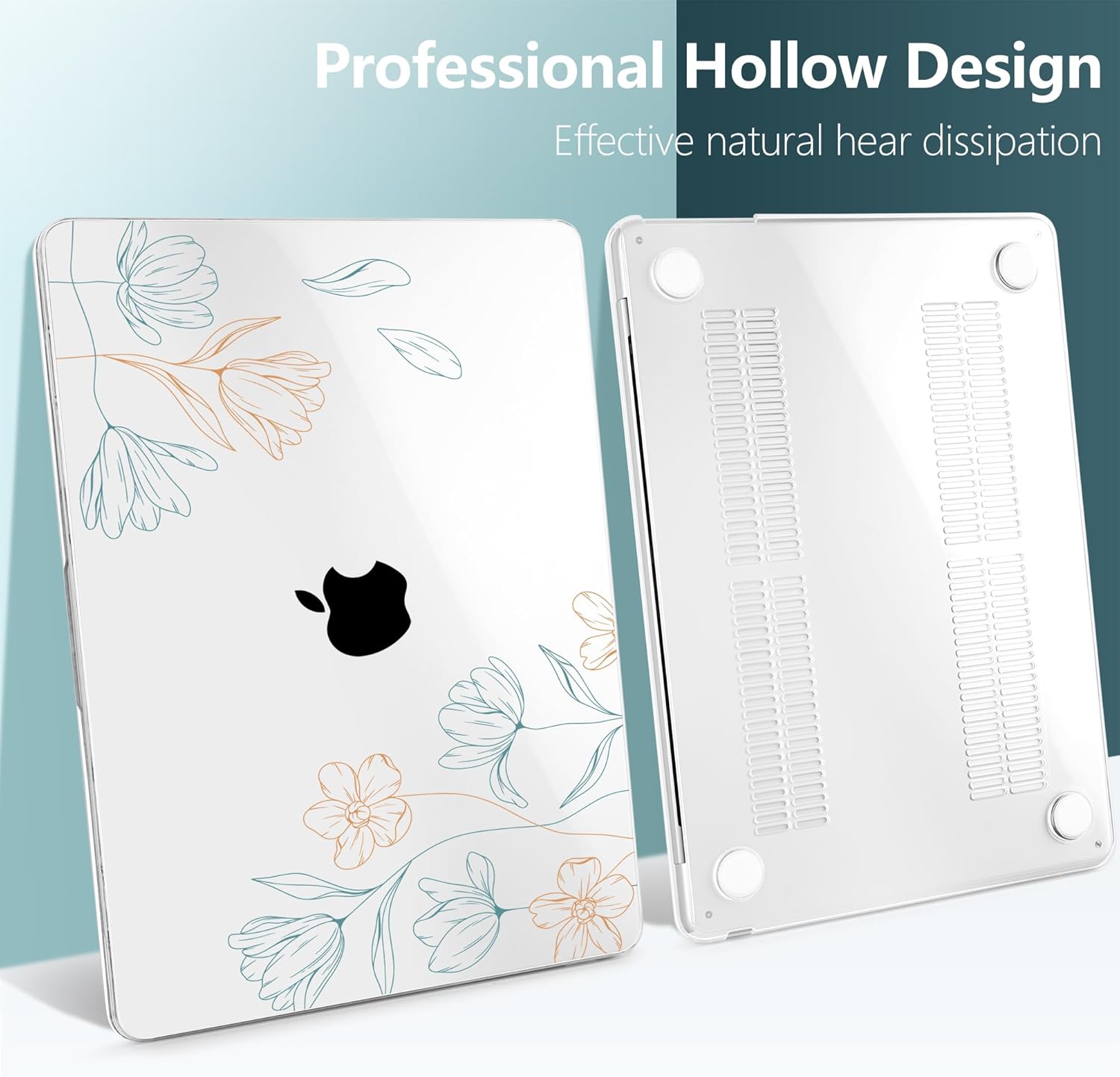 TWOLSKOO for MacBook Air 13 inch Case M4 A3240 M3 A3113 M2 A2681 2025 2024 2022 Plastic Hard Shell, Keyboard Cover, Type C Adapter, Screen Protector for MacBook Air 13.6 inch, Engraved Floral - Image 6