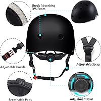 Vista 3 de Casco de bicicleta para niños pequeños, 2 tamaños ajustables, para niños y niñas, multideporte, ajustable, para scooter, bicicleta, monopatín