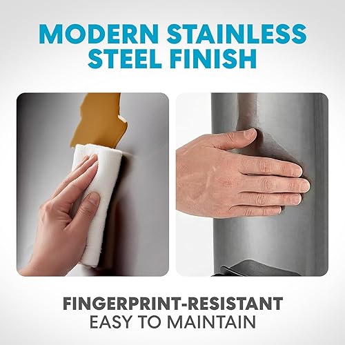 Vista 5 de Bote de basura de acero inoxidable de 6L/1.6G con pedal manos libres, tapa silenciosa de cierre suave, tamaño compacto que ahorra espacio Negro