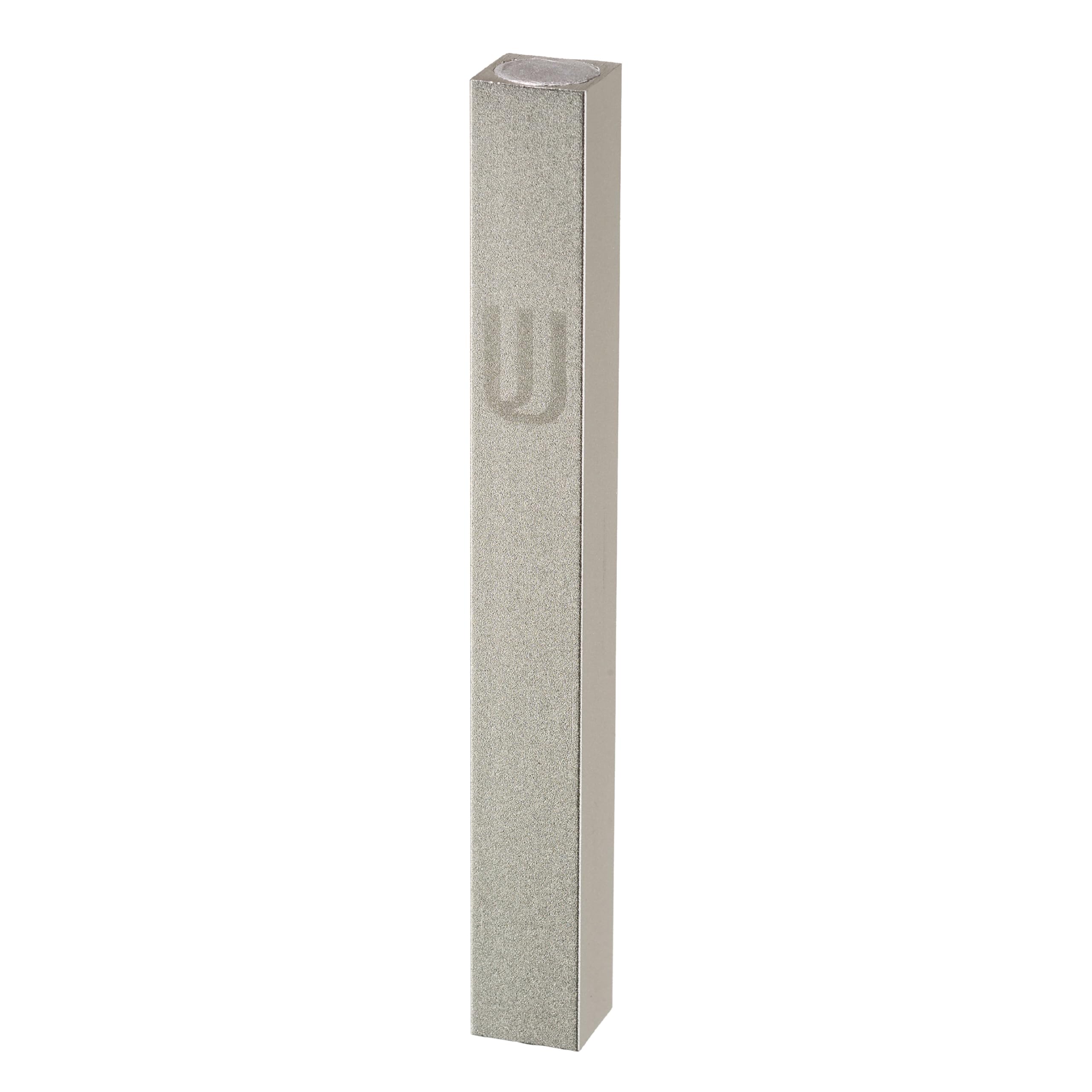 Masoret Silver Matte Tone Aluminum Mezuzah Case - Modern Design 4" 10Cm Hebrew Parchment Scroll Case