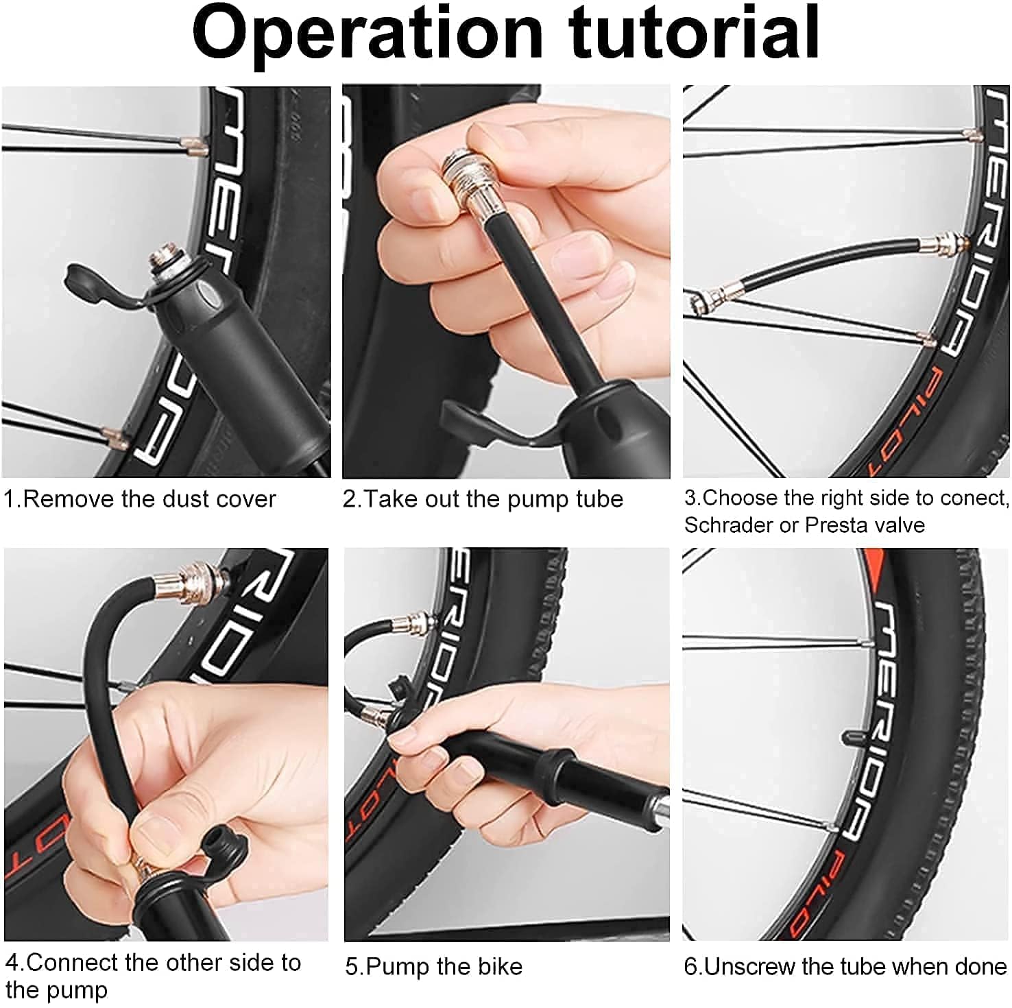 HillMiles Pompa da Bicicletta con Valvole Presta e Schrader, Pompa Pneumatica Portatile da 100 PSI Per Bicicletta Universale ad Alta Pressione con Ago a Sfera Accessori