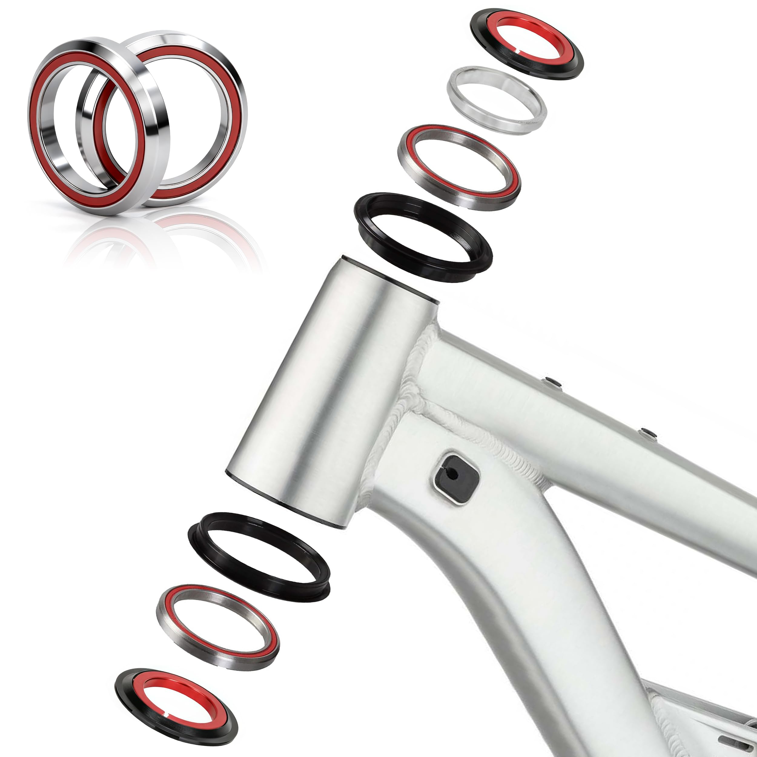Tunejoy Cuscinetto Cuffia per Bici da 41,8 mm Cuscinetti Sterzo per Bicicletta in Acciaio per Mountain Bicicletta 2 Pezzi