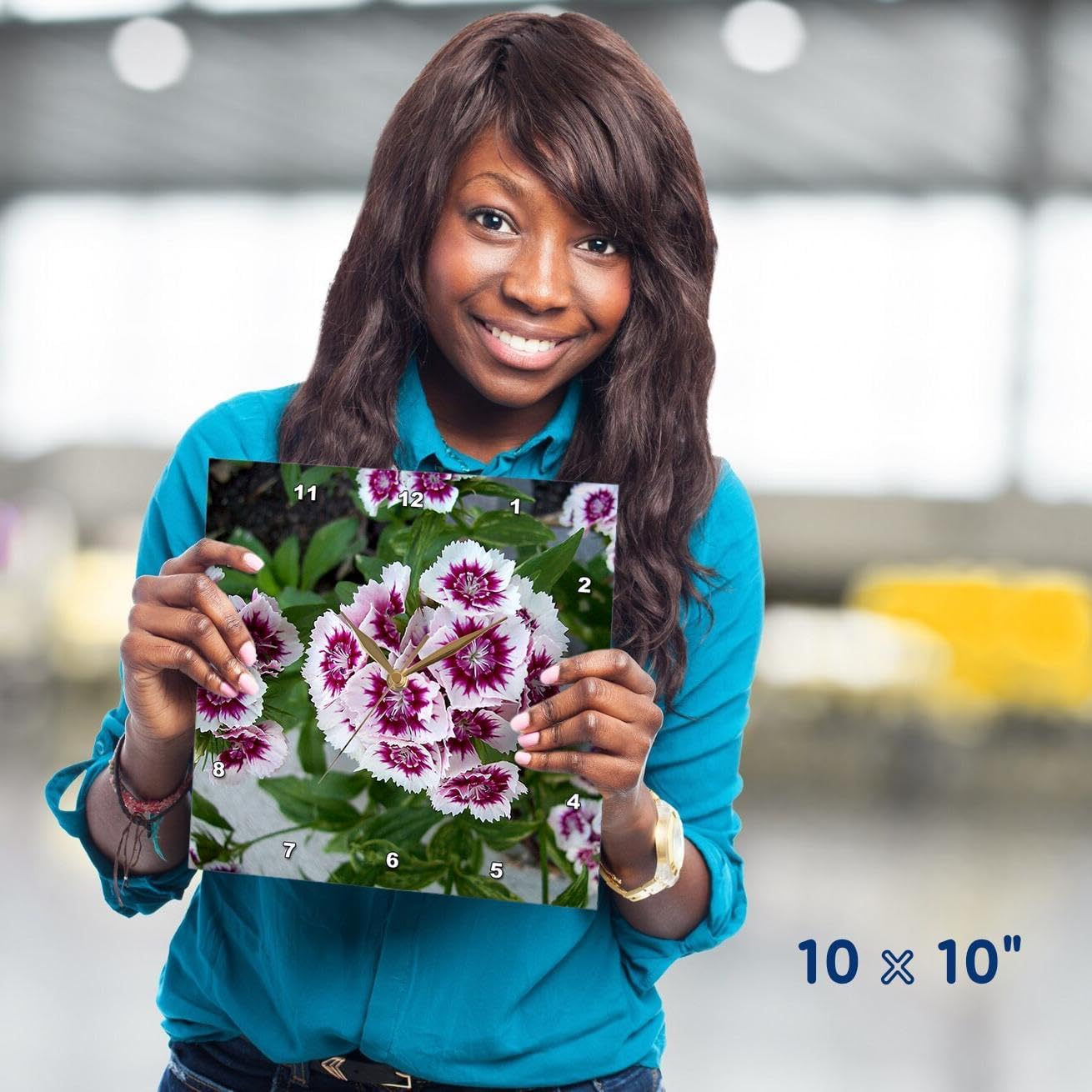 3dRose LLC Spring Flowers Wall Clock, 10 by 10-Inch