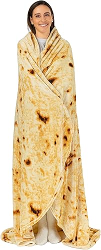 Miniatura 5 de PAVILIA Manta de tortilla de burrito, manta de doble cara para niños, niñas, adolescentes, manta de comida realista, divertido regalo de broma para