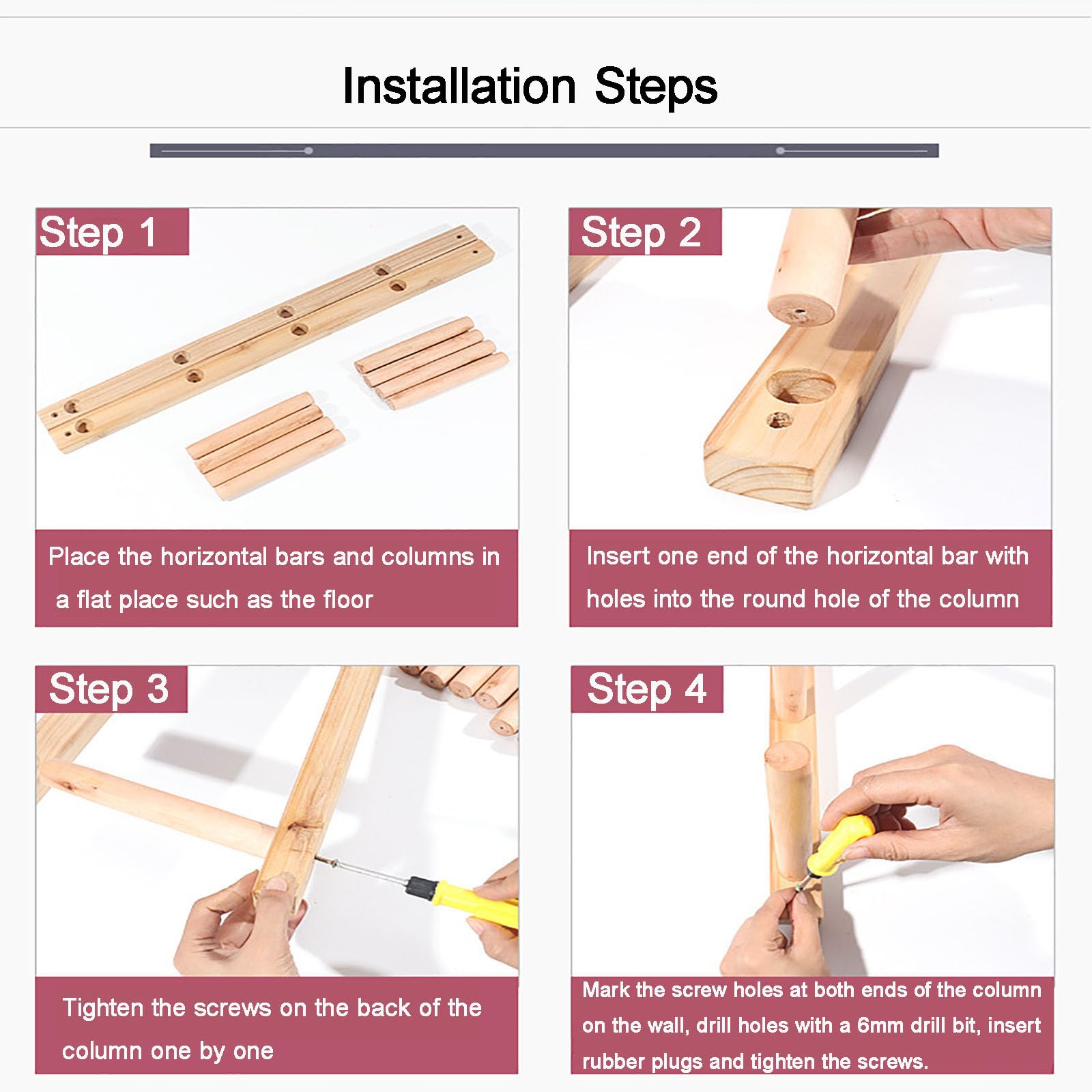 Estante de almacenamiento para esterilla de yoga, soporte para esterilla de yoga montado en la pared, organizador de tapetes de madera de 2 a 9 capas para gimnasio y estudio, estante flotante para