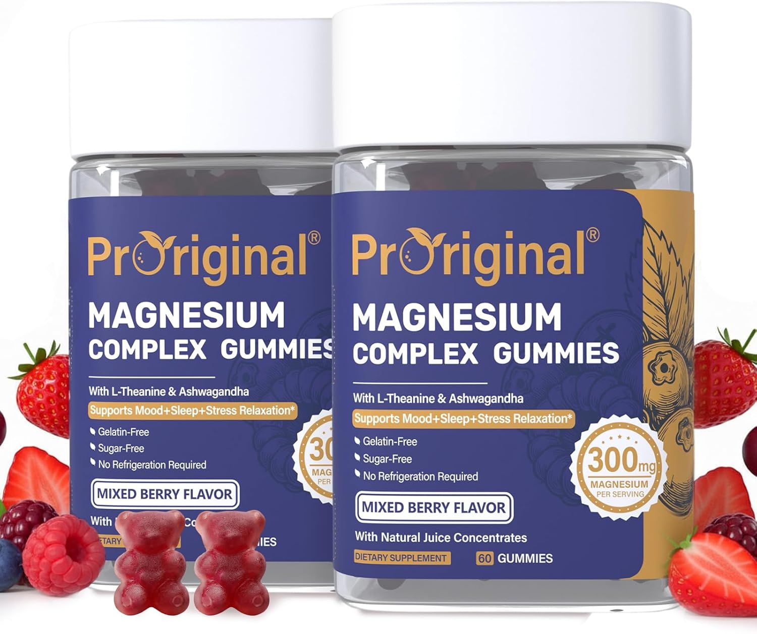 Magnesium Gummies for Stress & Sleep - 300mg Magnesium Complex with Glycinate, Citrate, Malate & Taurate - Supports Relaxation, Muscle & Heart Health - Vegan, Sugar-Free, Non-GMO - 120 Gummies