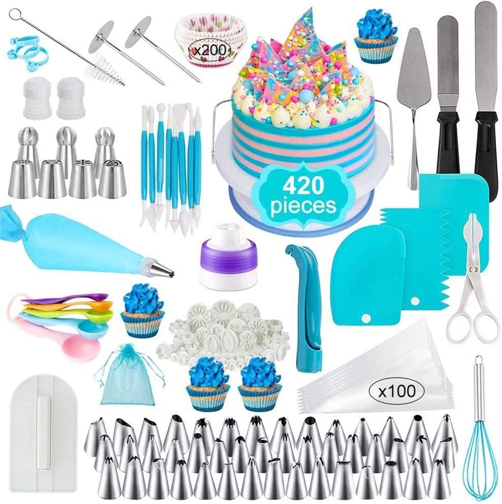 420PCS Reposteria Cake Decorating Tools Spatula Kit Bakeware Pastry Tools Cake Design Accessories Fondant Piping Bag Nozzles Set