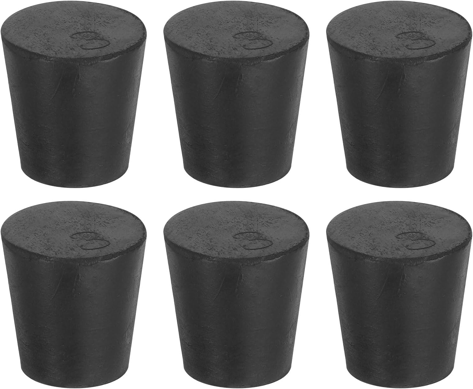 uxcell 6 Pcs Solid Rubber Stopper, Tapered Lab Seal Tube Stopper Plug for Test Tube Flasks Glass Containers Industry and Laboratories, 24x18x25mm Black