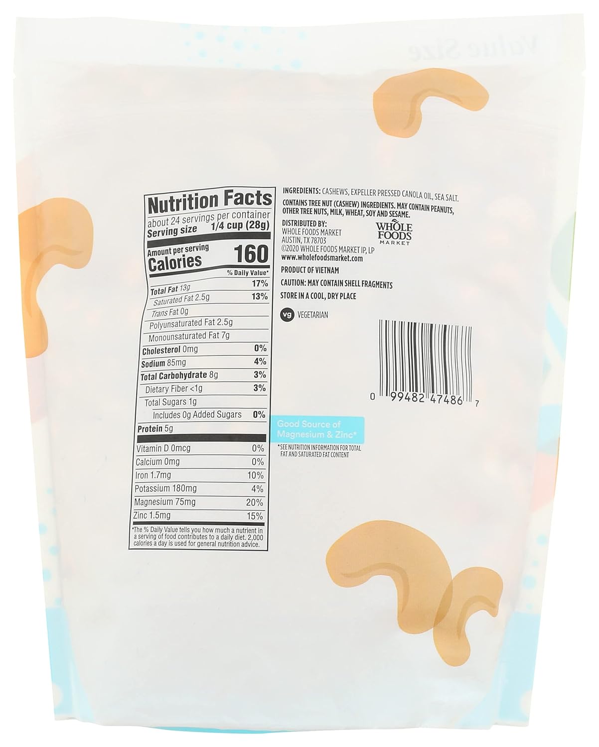 365 by Whole Foods Market, Cashews Roasted & Salted Value Size, 24 Ounce : Grocery & Gourmet Food