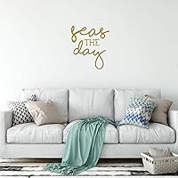 Vista 7 de Seas the Day Cursive Wall Decal Vinyl Sticker Nautical Decoration for Living Room, Bedroom Quote for Laptop or Water Bottle Black, White