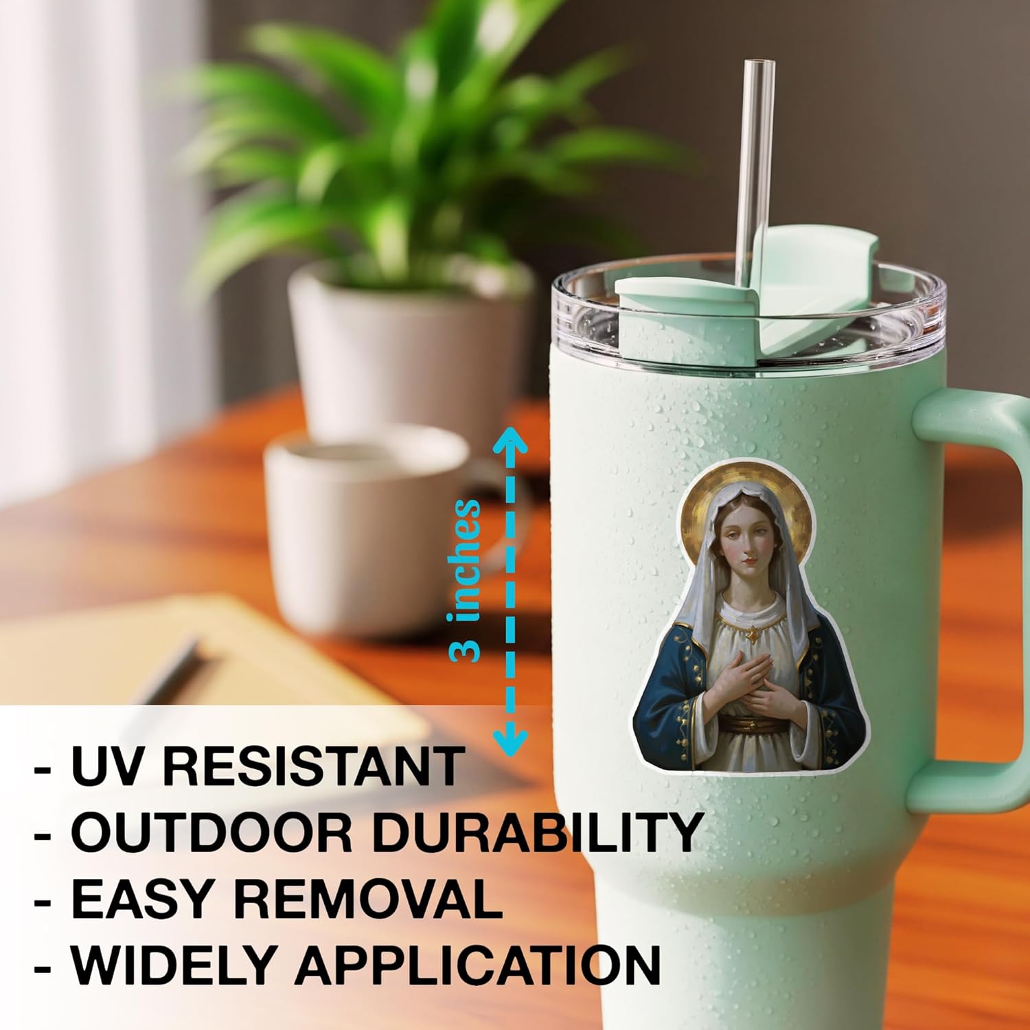 3Pcs Virgin Mary Stickers Catholic Faith Stickers Gifts for Women Men Bible Journaling Waterproof Christian Vinyl Decal for Water Bottle Laptop Phone Case Tumbler Skateboard Bible Journaling - Image 2