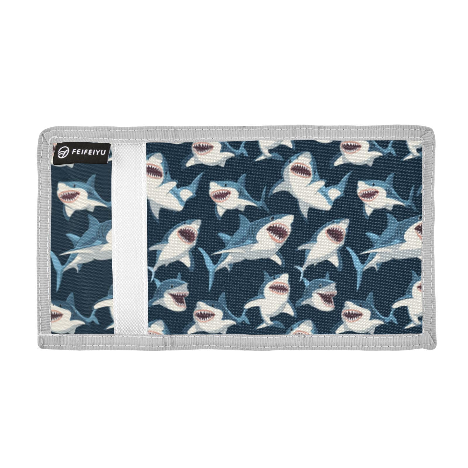 Wusikd Sharks Kids Wallets for Boys Girls Cartoon Toddler Trifold Wallet Novelty Wallet for Teens Women Men