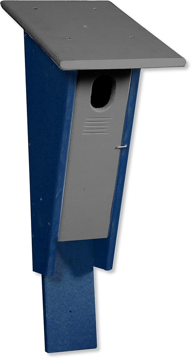 DutchCrafters Peterson Bluebird Poly Post Mount Bird House (Turf Green & Cedar)