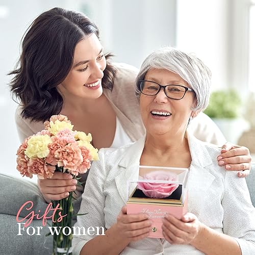 Miniatura 5 de WILDLOVE Rosa real preservada para siempre con collar I Love You, regalos de cumpleaños para mamá, abuela, esposa, flores preservadas, regalo para