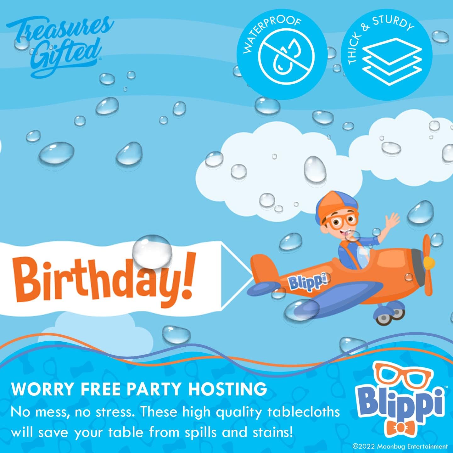 Treasures Gifted Officially Licensed Blippi Birthday Party Supplies - Pack of 3 - Blippi Tablecloth 54in x 108in - Blippi Party Supplies Vehicle - Blippi Table Cloth - Blippi Table Cloths for Parties
