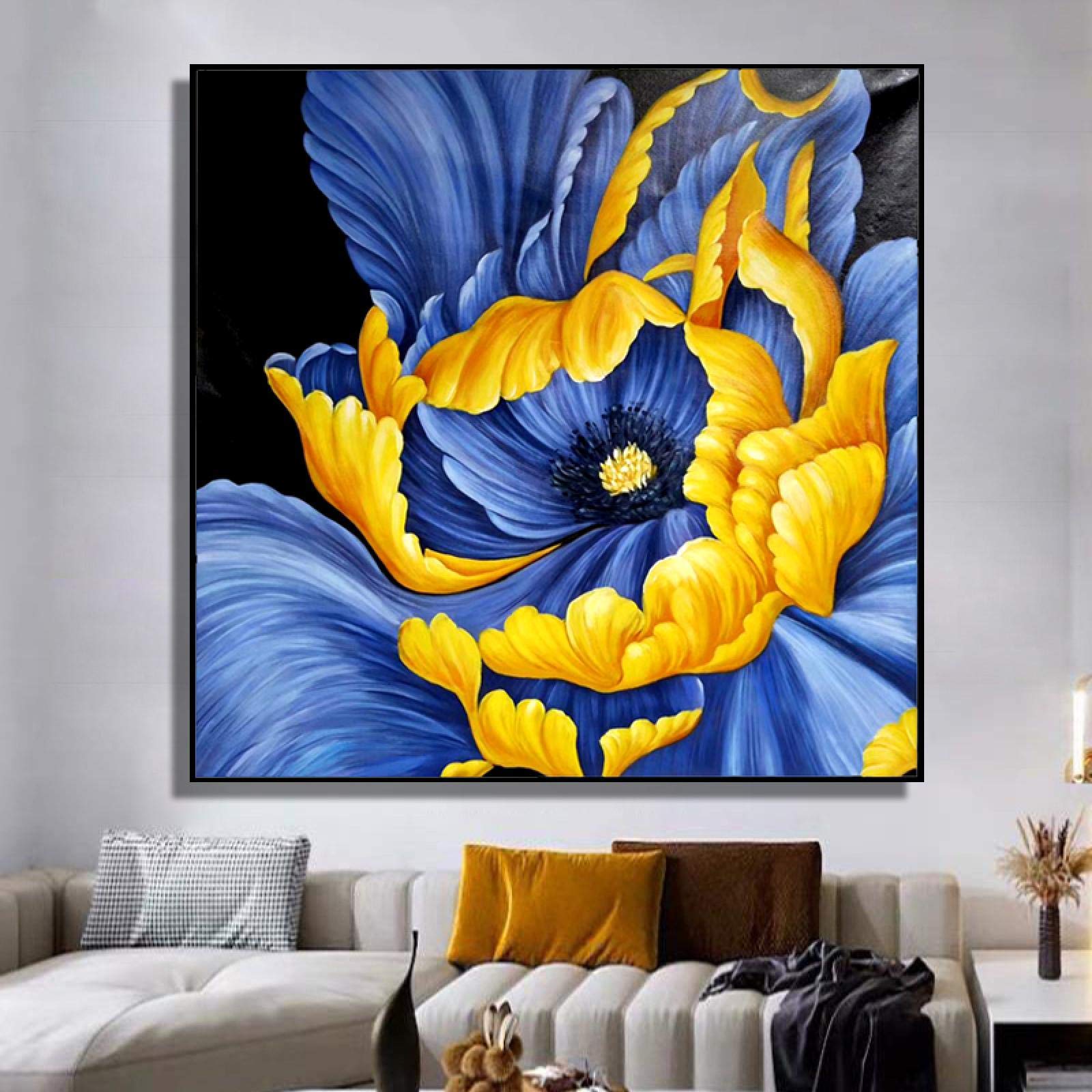 Peinture sur toile abstraite haut de gamme : fleur violette d'art moderne pour mur de salon
