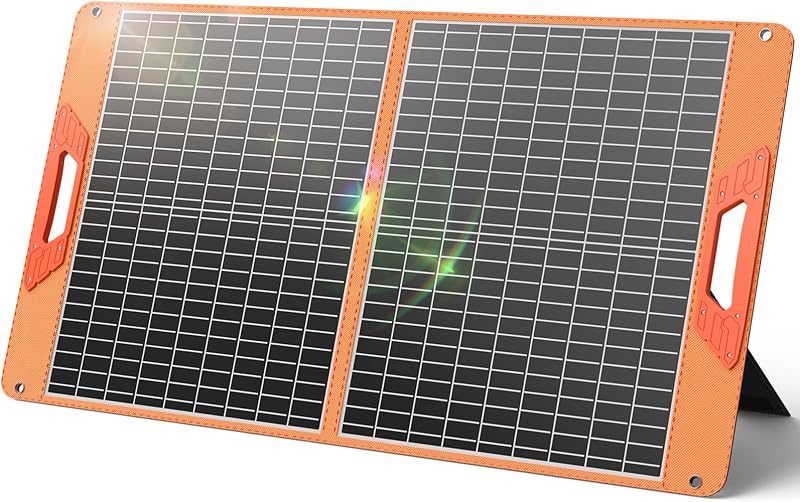 Cargador de panel solar portátil de 60 W, paneles solares plegables de alta eficiencia del 23,5 % para central eléctrica, cargador solar impermeable con salidas QC3.0 USB-A y USB-C para viajes de camping al aire libre (60 W)