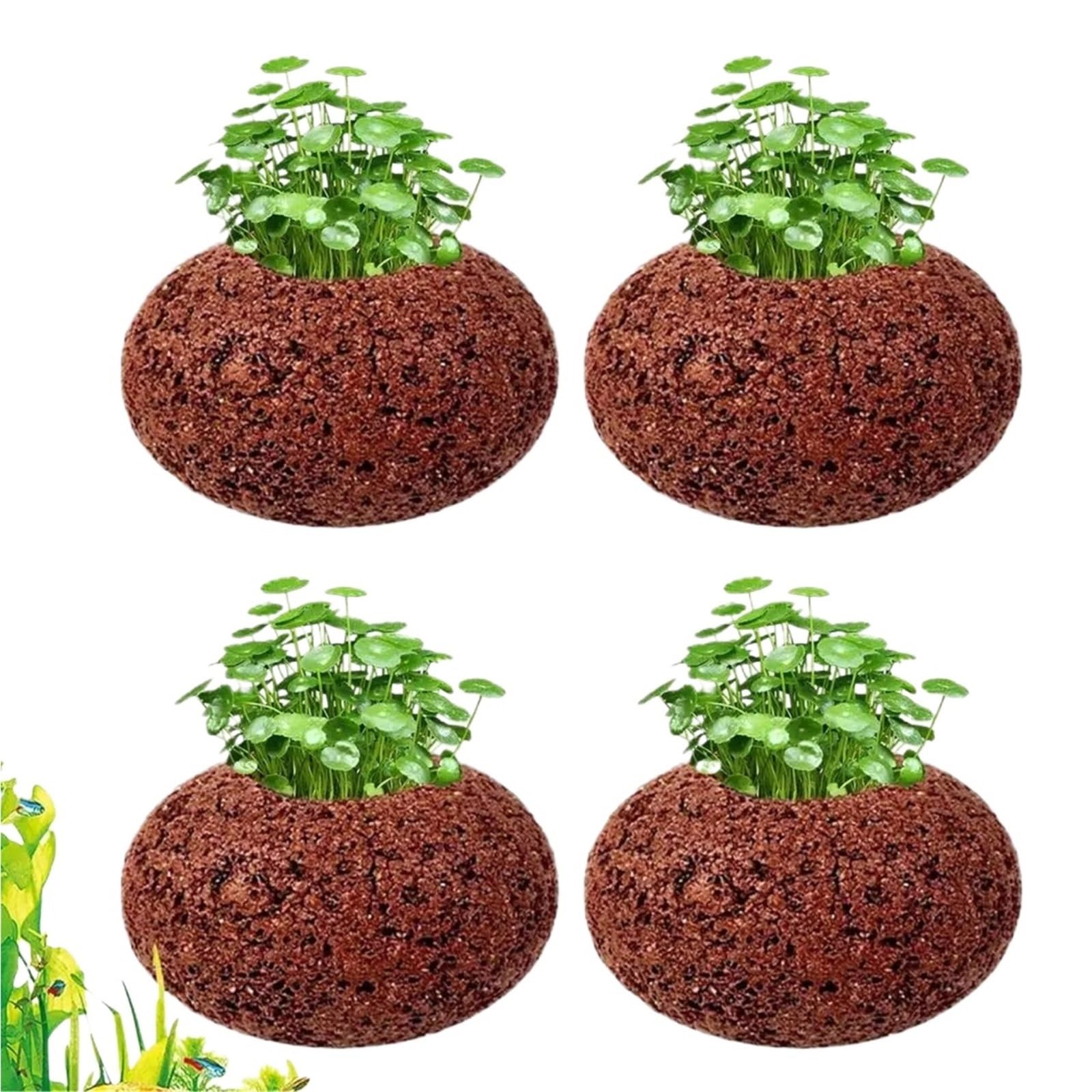 Mlyvax 25pcs Aquarium Plant Pots Volcanic Stone Oval Ring Decor Aquatic Water Fixed Rings For Freshwater Shrimp(ColorB)