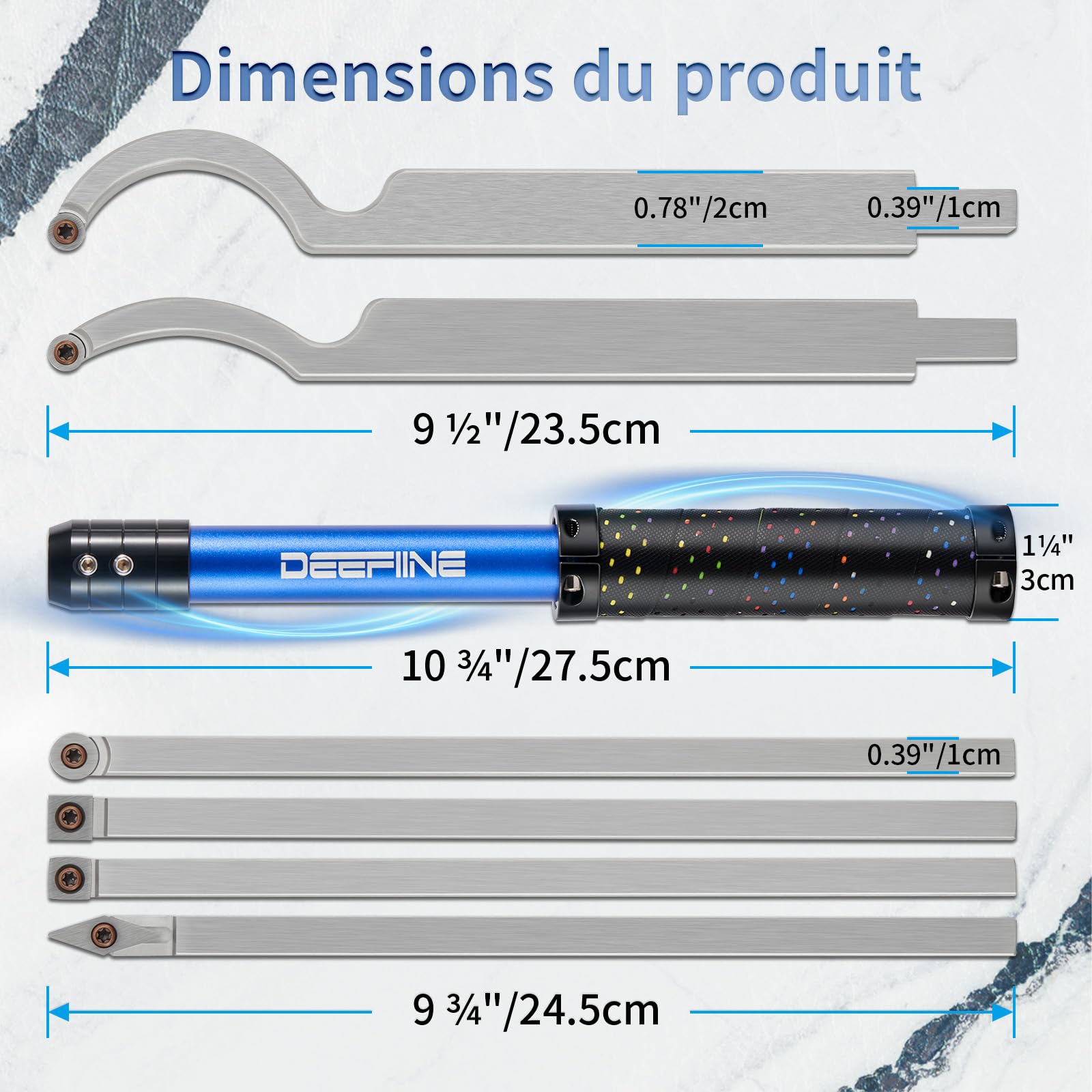 Outils de Tournage sur Bois, Outils de Tour au Carbure avec Forme de Diamant, Tournage Remplaçable,Pour les Amateurs de Bois.(7F).