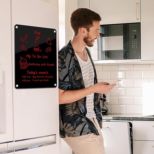 Miniatura 5 de Planificador de comidas acrílico para refrigerador de 13 x 9 pulgadas, pizarra magnética acrílica de borrado en seco para refrigerador, pizarra