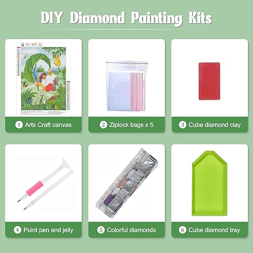 Miniatura 6 de NAIMOER Kits de pintura de diamantes de gnomos para adultos, kit de pintura de diamante de paracaídas de gnomos de taladro completo, pintura de