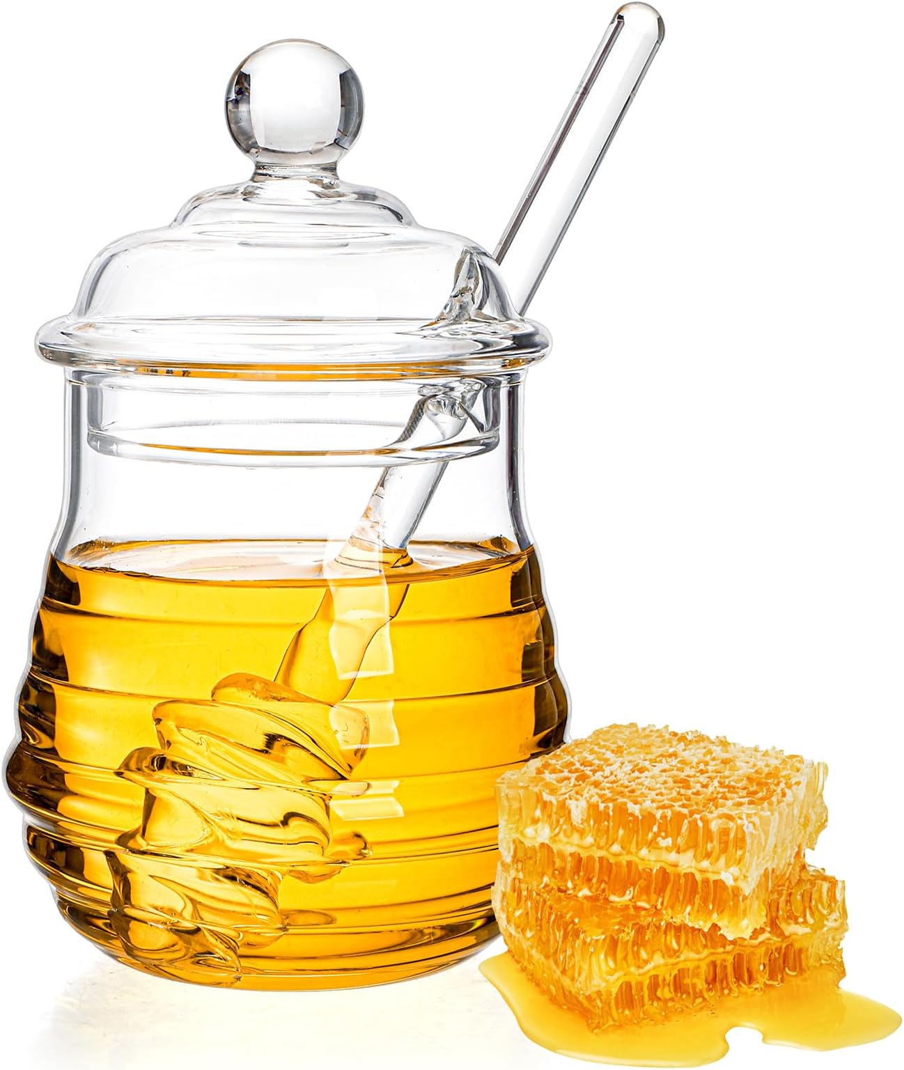 Lawei 10oz Honey Jar with Spoon and Glass Lid Heat Resistant