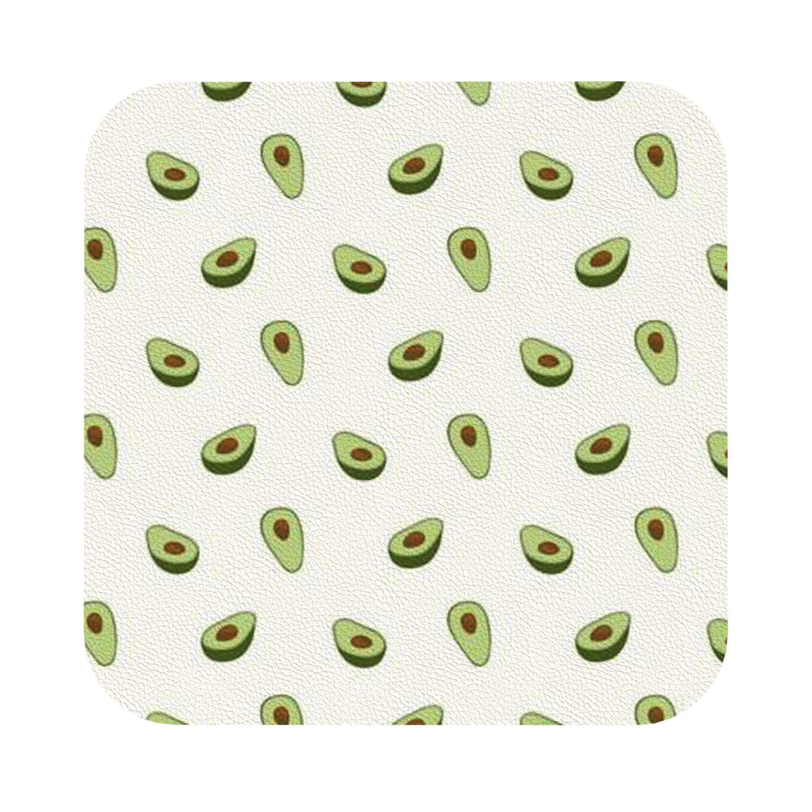 Avocado PU Leather Coasters Set of 6 Square Drink Coasters
