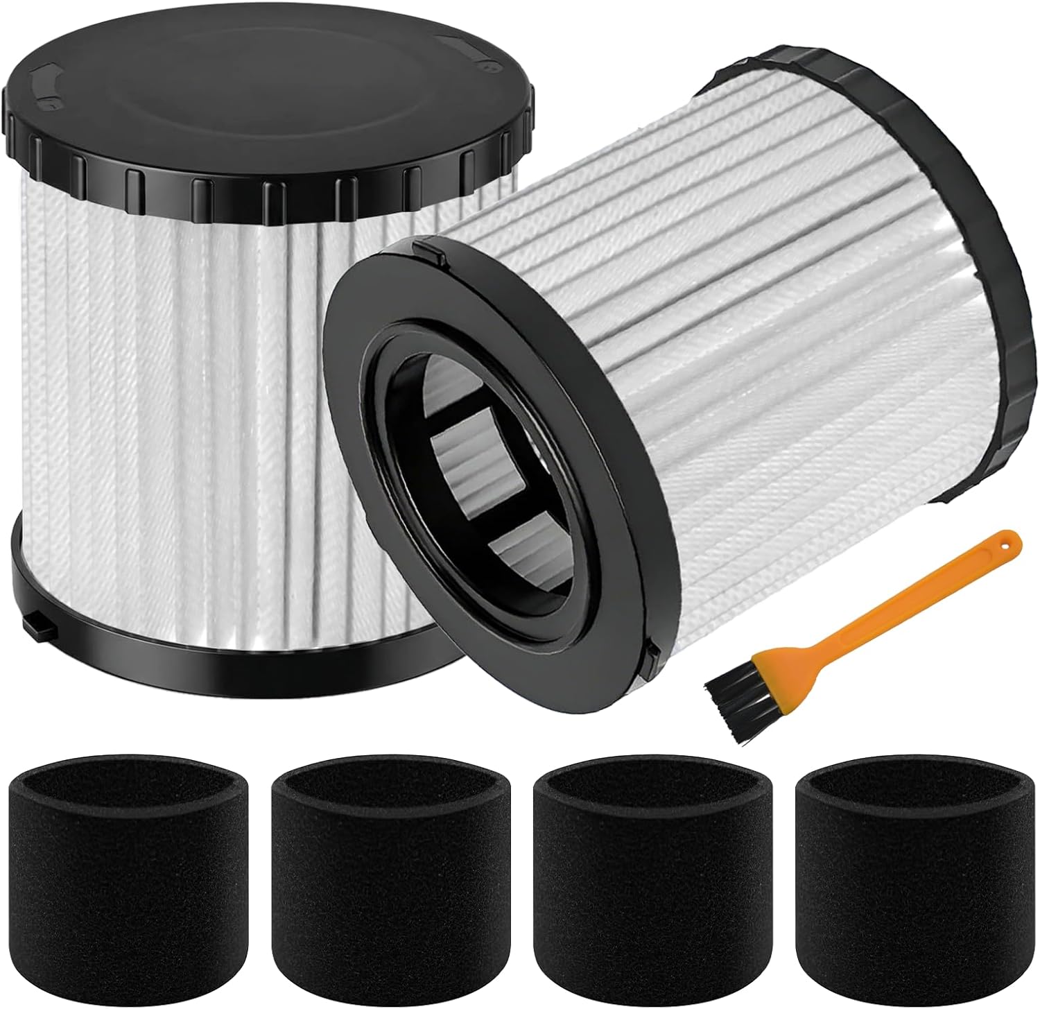 2 Pack DCV5801H HEPA Filter Replacement Compatible with DEWALT DCV580H / DCV581H 20V MAX Wet-Dry Vacuum Cleaner, with 4 Foam Sleeve Filters & 1 Brush, Washable and Reusable Filter