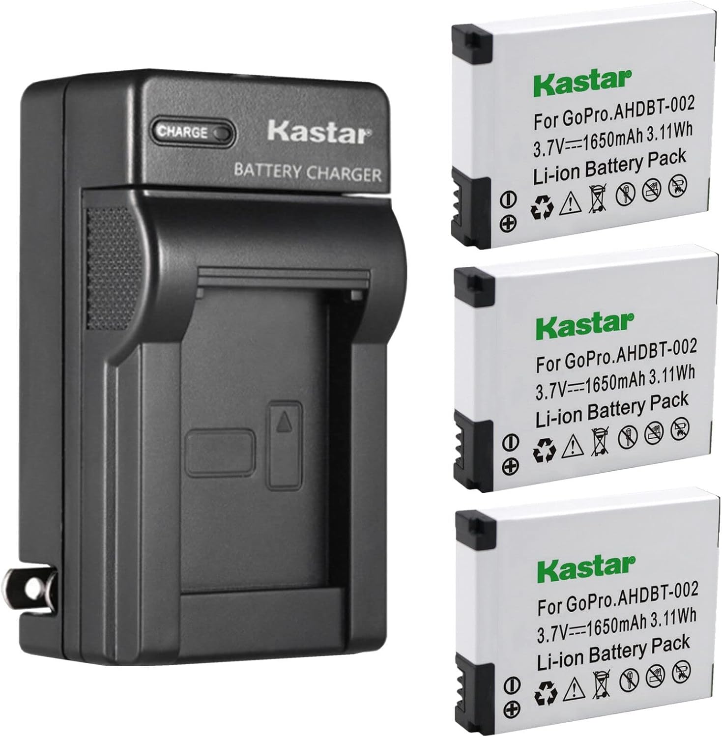 Kastar 4-Pack Battery and AC Wall Charger Replacement for Gopro HD HERO2 Surf Edition, GoPro HD HERO2, GoPro HD Hero 2, GoPro Original HD Hero (2010 Model), Gopro HD Helmet Hero Sport Action Camera