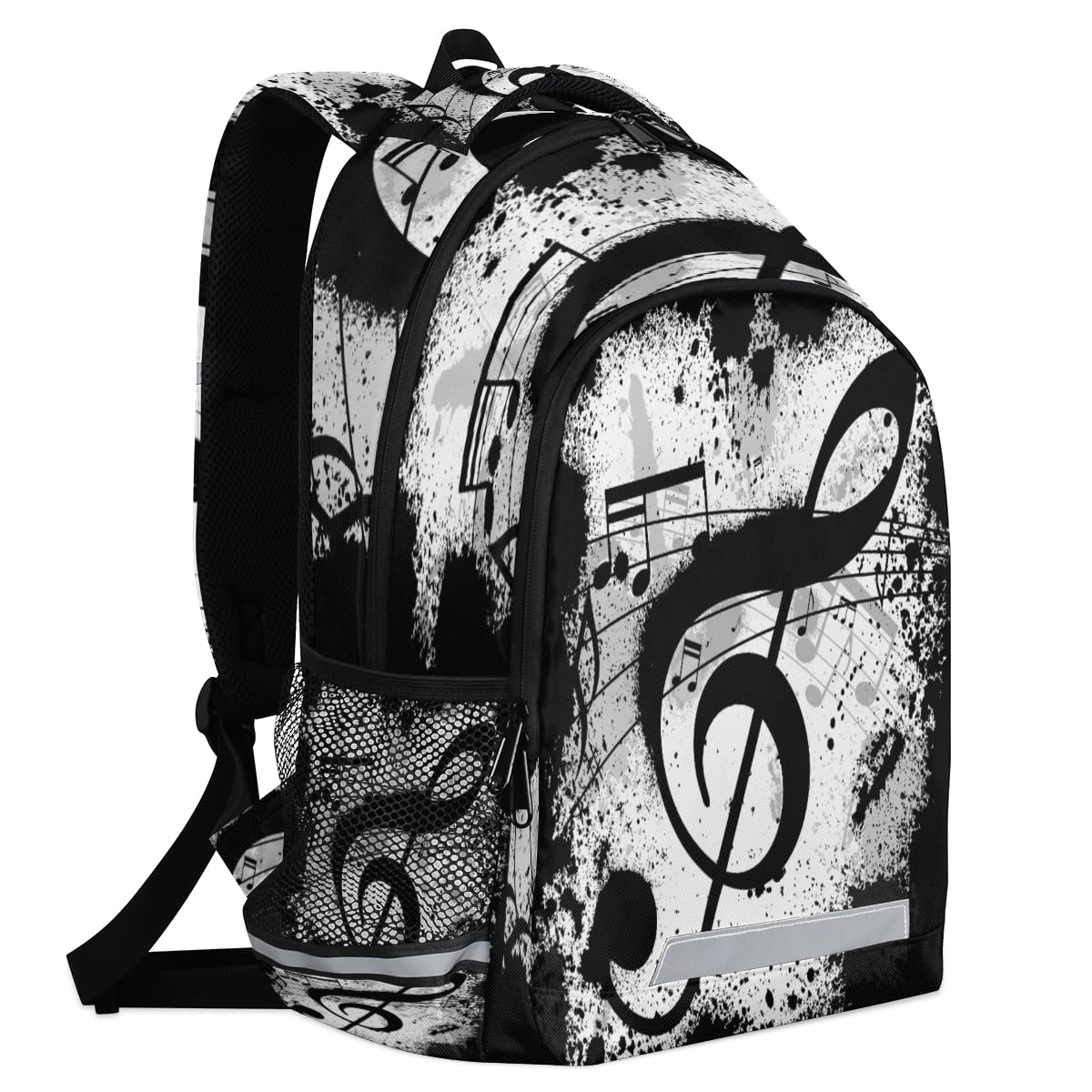 TropicalLife Noten-Rucksack für Kinder, Mädchen, Jungen, Herren, Damen, Schwarz, Musiknoten, Multifunktions-Rucksack, Schule, Büchertasche, 20 l, Laptop-Tasche, Reisen, lässiger Tagesrucksack, farbig,