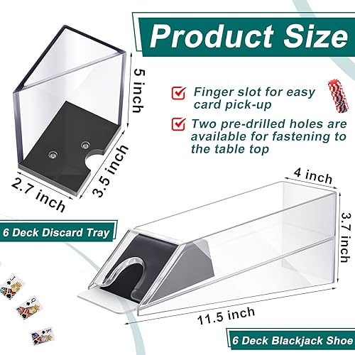 Miniatura 2 de Deekin Zapato de blackjack de 6 barajas con bandeja de descarte, dispensador de tarjetas de acrílico transparente para jugar a las cartas,