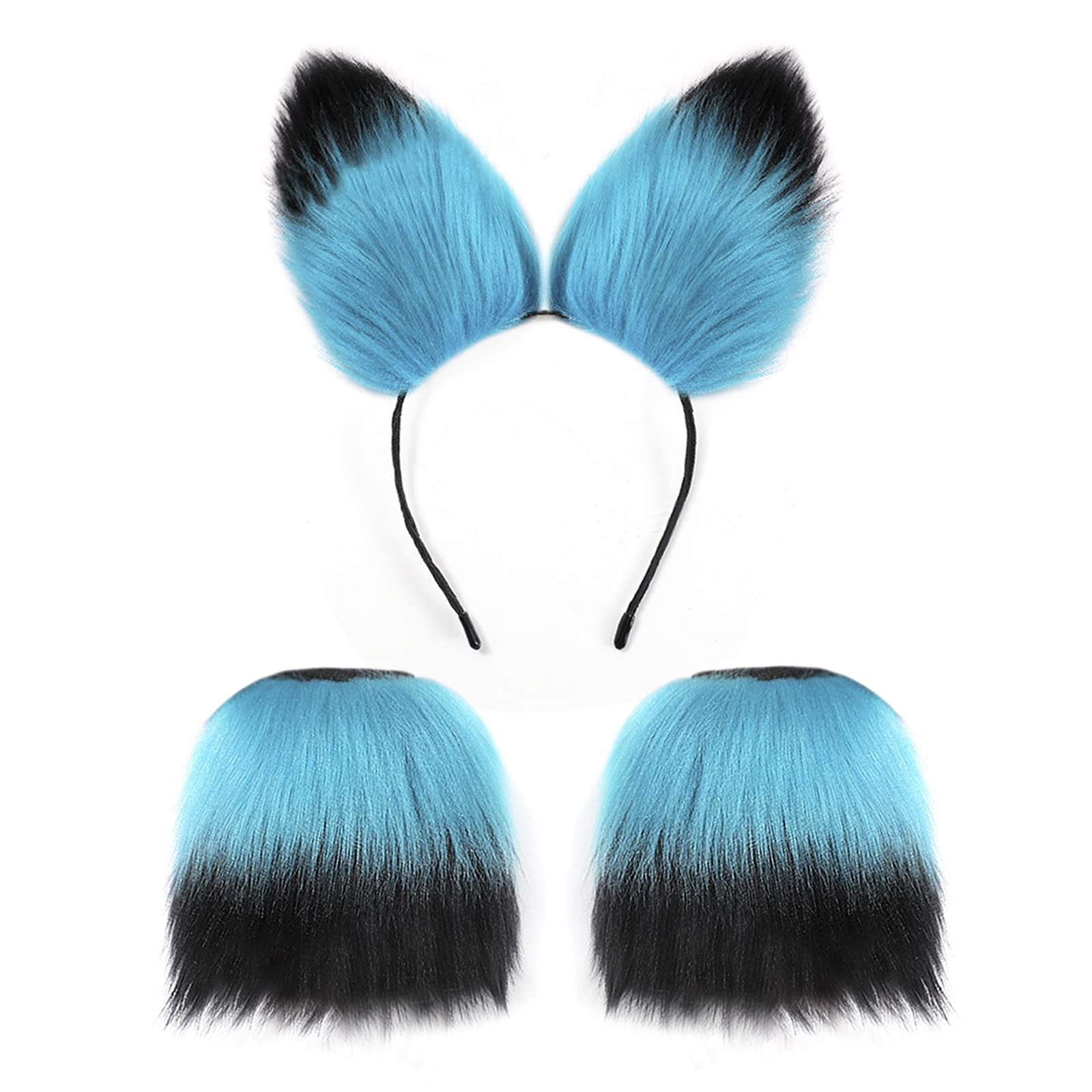Moonlove 3pcs Cosplay Cat Ear Hairband & Cuff Covers Set, Fluffy Animal Kitty Ears Hair Hoop Furry Wristband Halloween Costume Valentine’s Day Fancy Dress Accessories Party Props