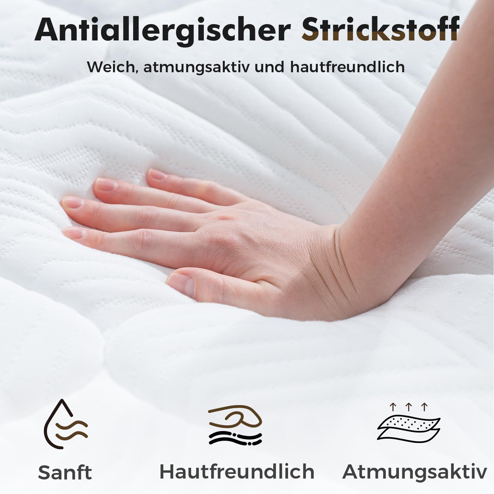 Matratze 180x200 cm 25cm Höhe 7-Zonen Taschenfederkernmatratze Orthopädische Federkernmatratze mit Memory-Schaum Schicht, Härtegrad H3 H4, Öko-Tex & CertiPUR-US Zertifiziert