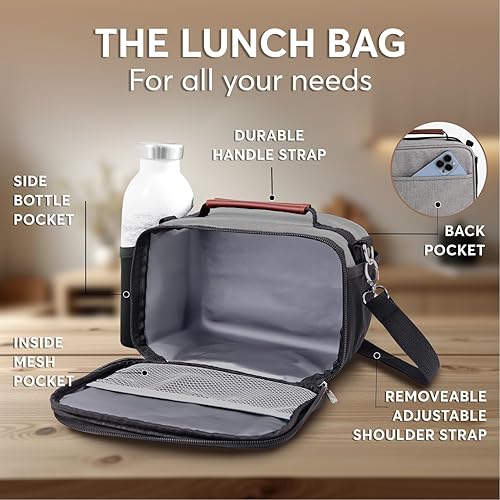 Vista 6 de Umami Lonchera para adultos para mujereshombres, pequeña bolsa aislada, capacidad perfecta, reutilizable y fácil de limpiar, bolsa de almuerzo