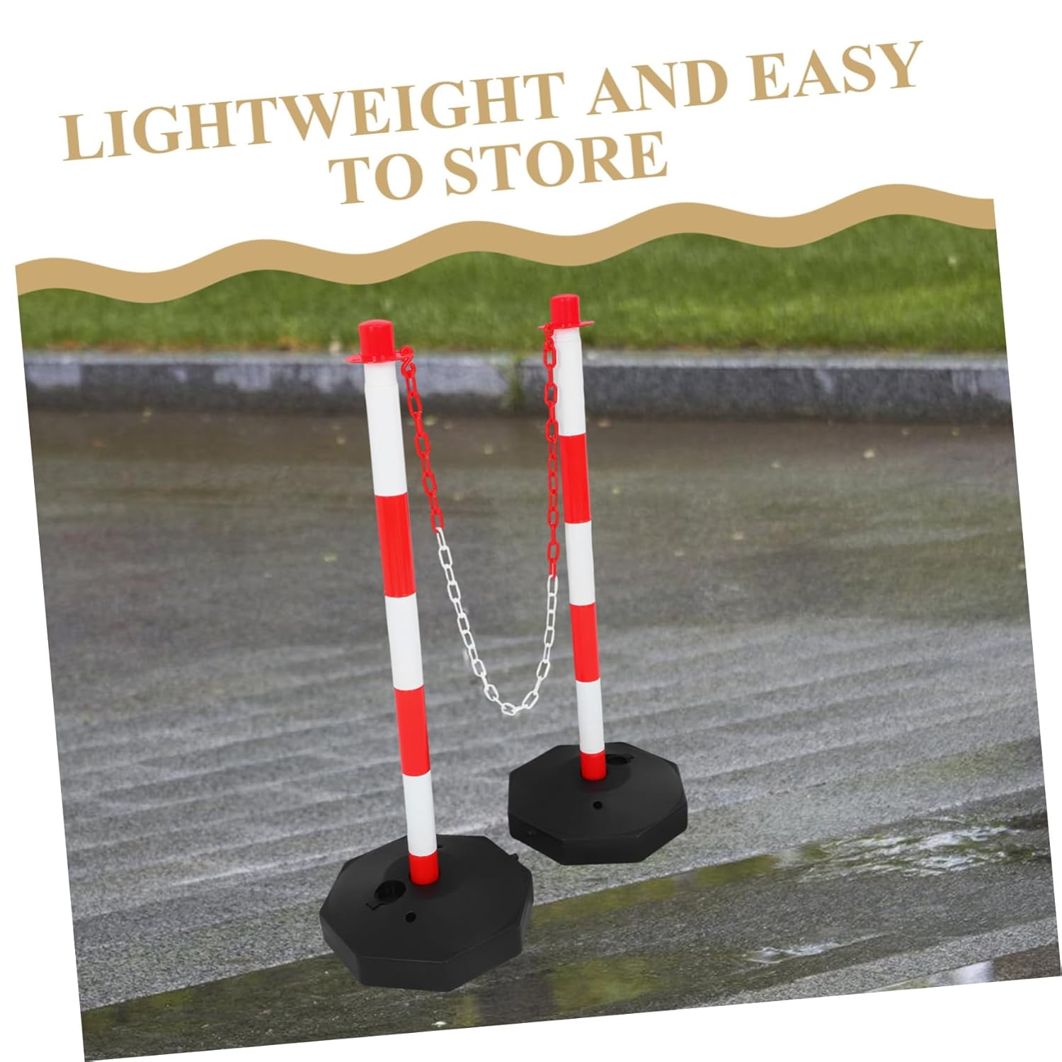 1 Set Traffic Delineator Cone: Adjustable Traffic Portable Safety Barrier with Weighted Base for Driveways Parking Lots and Construction Zones