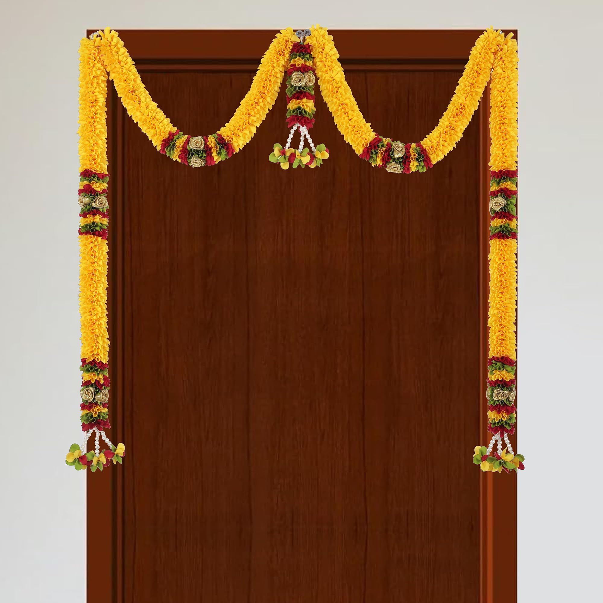 Daedal crafters Thoma Artificial Flower Toran for Main Door Entrance, Reusable Thoran for Mandir & Living Room Décor, Bandarwal for Festival Decoration, Flower Hanging for Home Décor (42x24 inch)