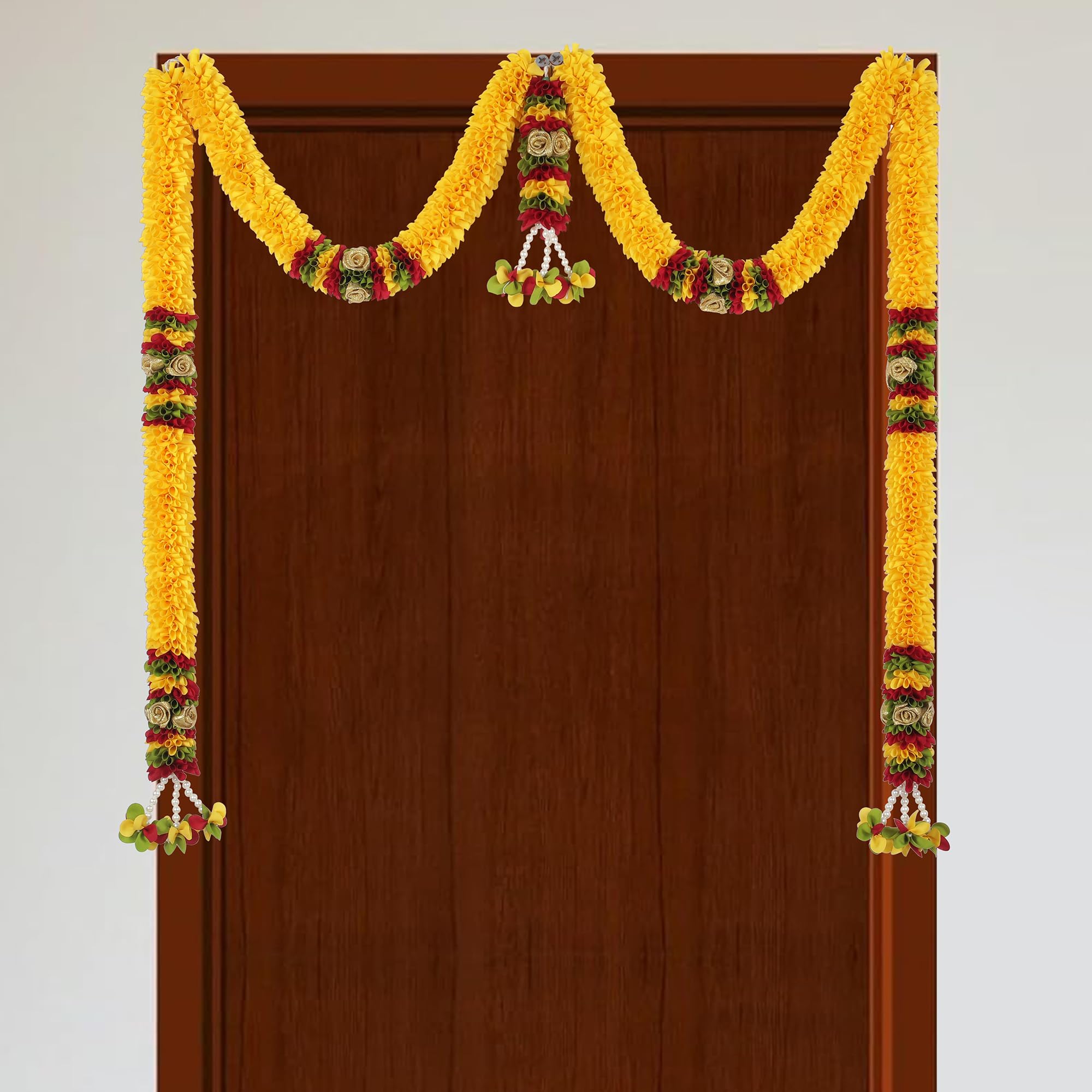 Daedal crafters Thoma Artificial Flower Toran for Main Door Entrance, Reusable Thoran for Mandir & Living Room Décor, Bandarwal for Festival Decoration, Flower Hanging for Home Décor (42x24 inch)