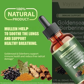 Mullein Leaf Extract for Lungs, 7-in-1 Mullein Drops for Lung Cleanse