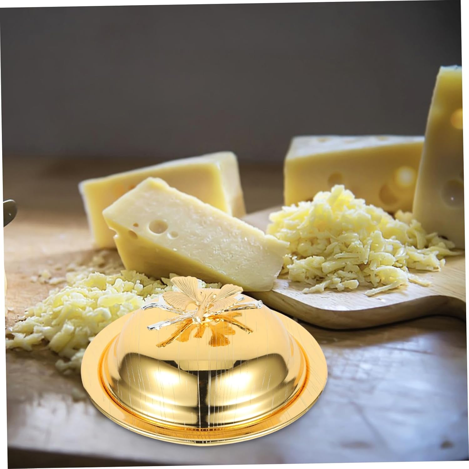 Butter Dish Lid and Knife Iron Butter Keeper European Style Serving Tray for Cheese Snack Box Container