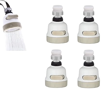 Kesi Flexible Kitchen Tap Head Movable Sink Faucet 360 degree Rotatable ABS Sprayer Removable Anti-Splash Adjustable Filter Nozzle Swivel Water Saving Aerator 3 Modes Kitchen tap(Pack of 2)