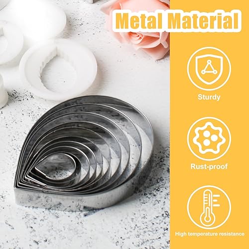 Miniatura 2 de Juego de 10 piezas de cortador de rosas Austin, kit de decoración de fondant, decoración de pasteles, flores de pasta de goma