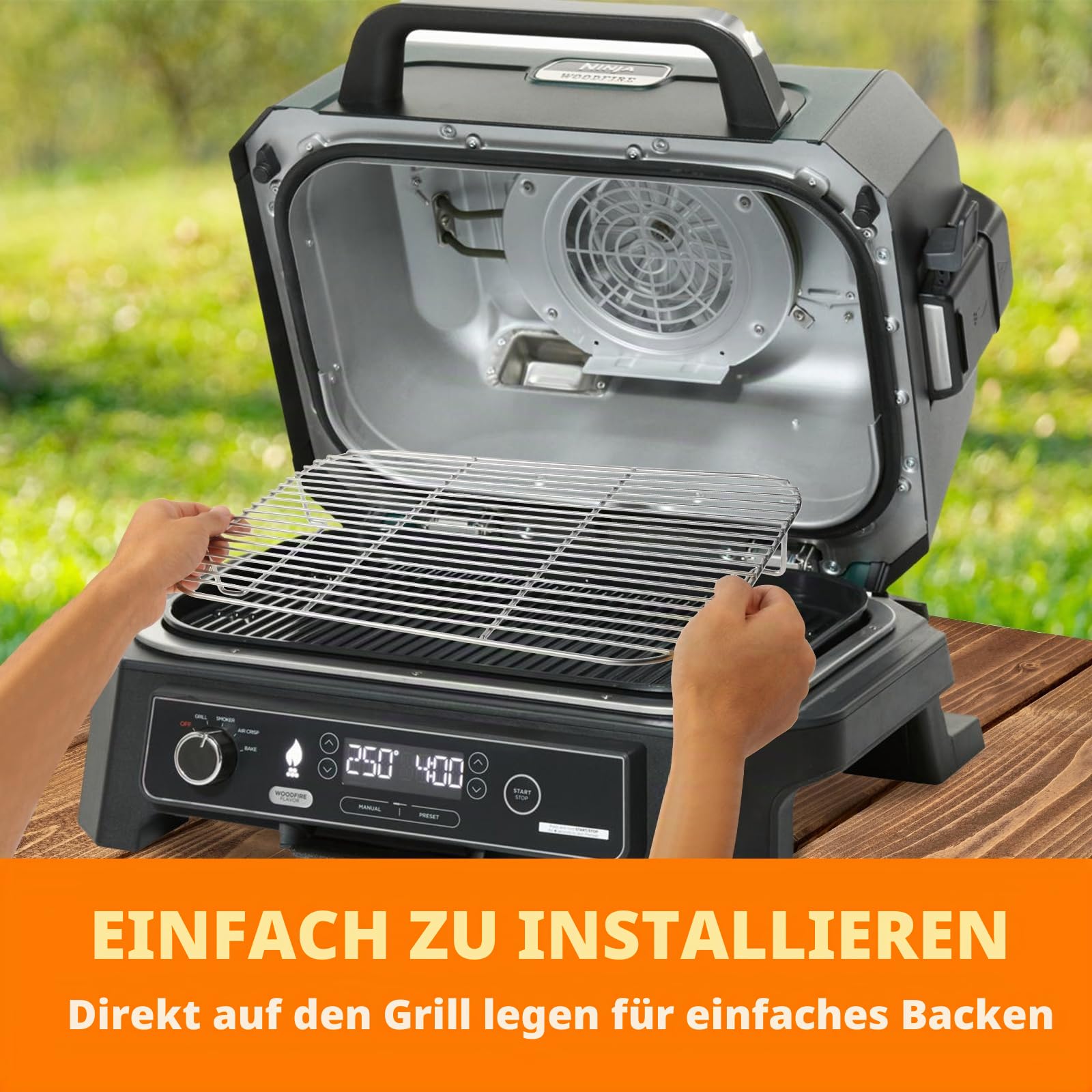 2-teiliges Edelstahl-Rack-Set für Ninja XSKRSTRKXL Woodfire OG800 und OG900 Serie, Grillrost-Zubehör für Ninja OG850 OG951 Woodfire Pro XL Outdoor Grill & Smoker