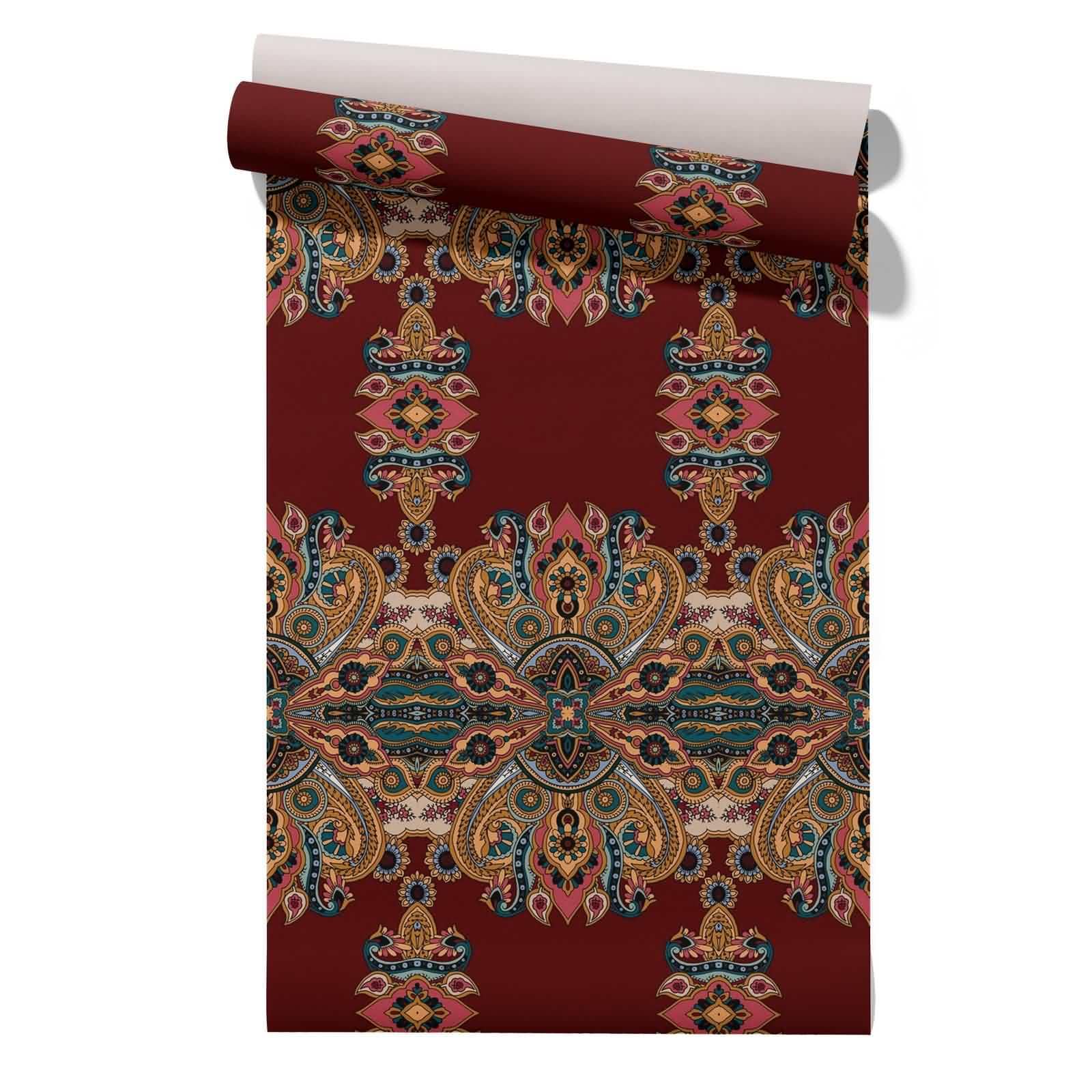 Cevan Style 9 Bathroom Wallpaper Rolls Tall Retro Pattern Nationality 3D Effect Bedroom Covering Garden Renters Friendly Removable Wallpaper 45X300cm