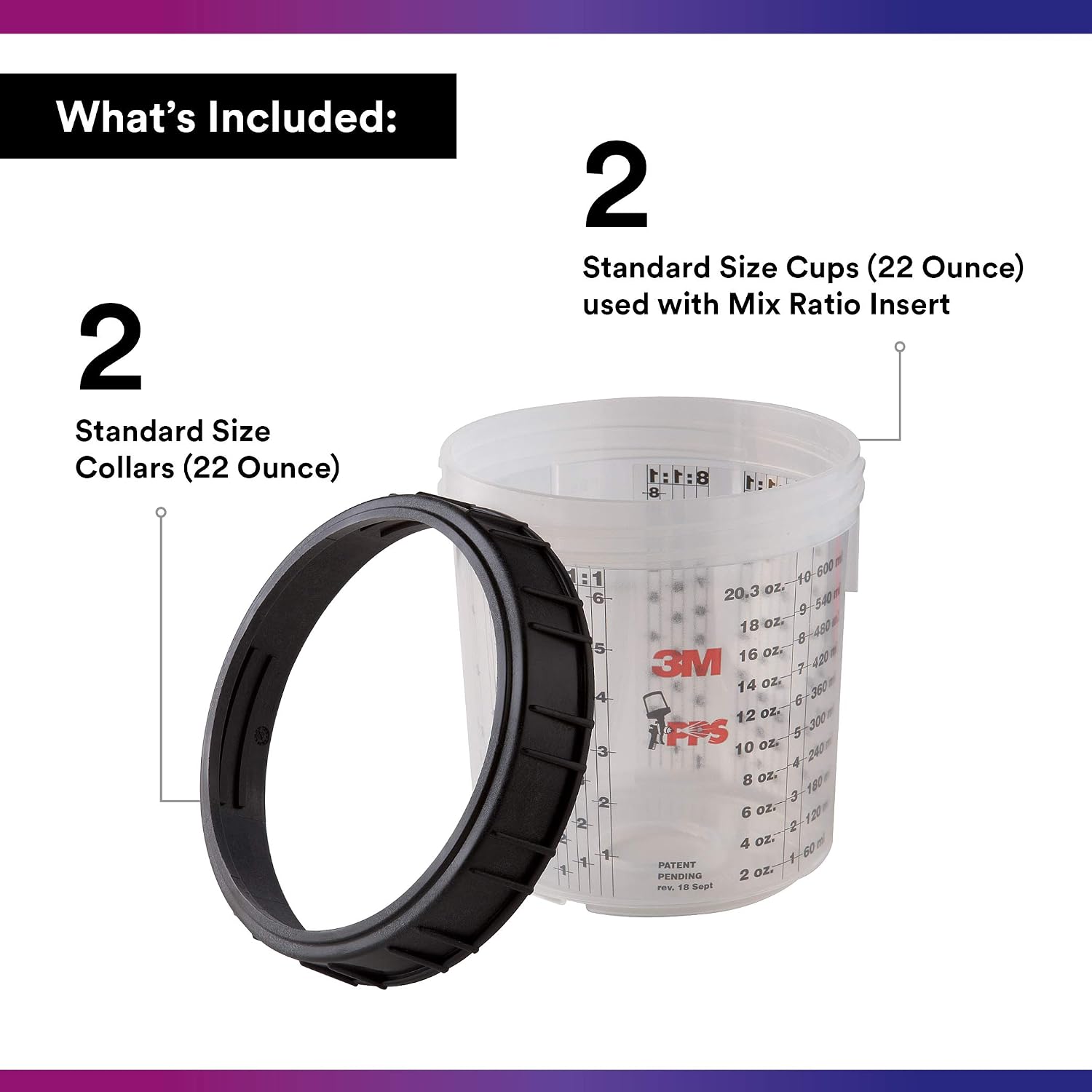 3M PPS (Original Series) Cup & Collar, 16001, Standard, 2 per carton, 22 oz (Standard), Factory