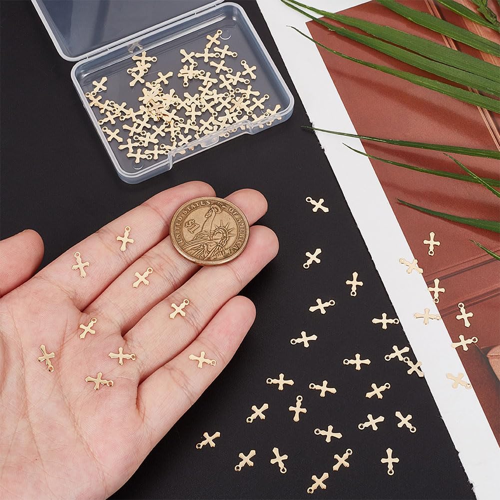 UNICRAFTALE Metal Cross Charms Stainless Steel Cross Charms Pendants Tiny Small Cross Charm Small Hole Pendant Accessory for Necklace Bracelet Earring DIY Jewelry Making - Image 2