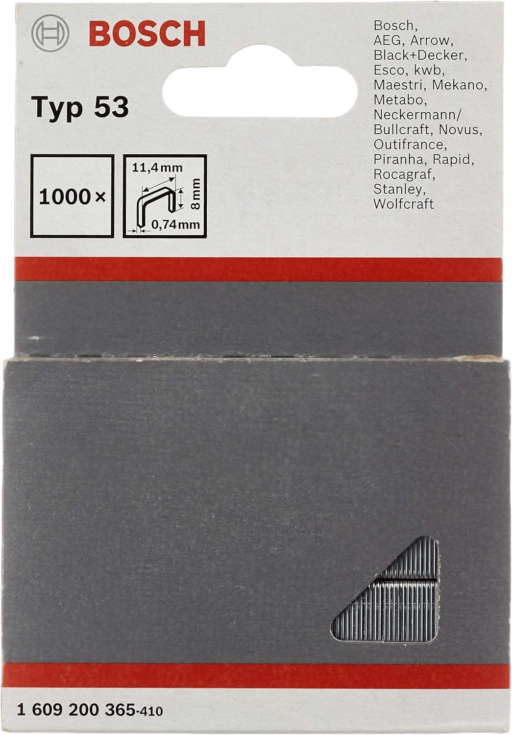 Bosch Accessories - Bosch 0 603 038 001 - Grapadora manual HT 14 - - - 0603038001 (pack de 1) + Bosch 1 609 200 365 - Pack de 1000 grapas de alambre fino tipo 53 (11,4 x 0,74 x 8 mm)