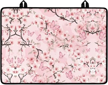 Peach Flowers Stove Top Covers Induction Cooktop Protectors,Leaves Stain Resistance Foldable Mat for Electric Stove Cover Dish Drying Mats for Kitchen Stove Top Protector